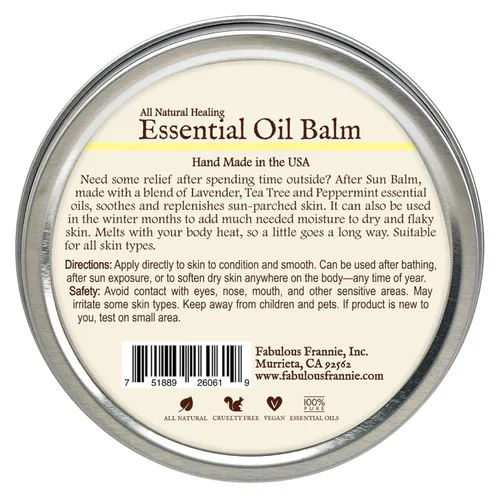 Vista 2 de Fabulous Frannie After Sun - Bálsamo curativo de aceite esencial natural hecho con aceite de girasol, aceite de coco, manteca de karité, cera