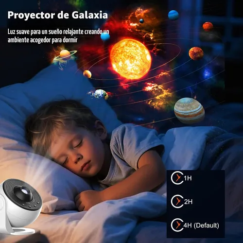 Vista 4 de Planetarium - Proyector de galaxia Pro para dormitorio, proyector de estrellas con luz de galaxia con 13 discos Galaxy reemplazables 4K, rotación