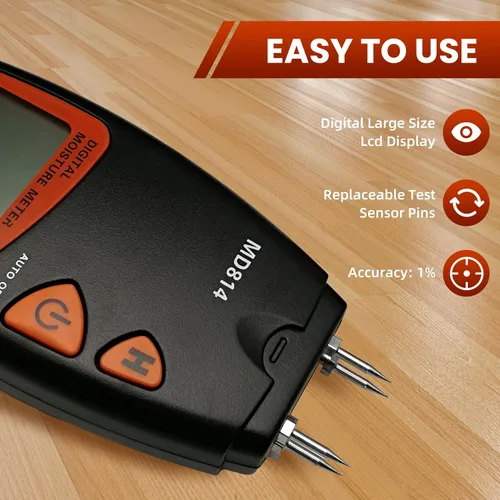 Vista 3 de Medidor digital de humedad de madera de 4 pines medidor de humedad preciso para madera de mano probador de humedad con pantalla LCD para madera