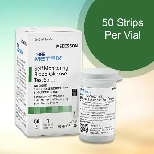 Vista 6 de McKesson TRUE METRIX Tiras de prueba de glucosa en sangre autocontrolables, 50 tiras, 3 paquetes, 150 en total