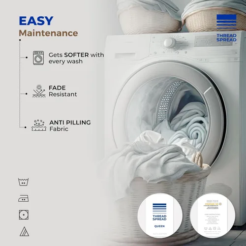Vista 5 de THREAD SPREAD Paquete de 2 Sábanas Bajeras Twin XL - 100% Algodón Egipcio 600 Hilos Bolsillo Profundo de 16 Pulgadas Sábana Bajera Blanca Twin XL