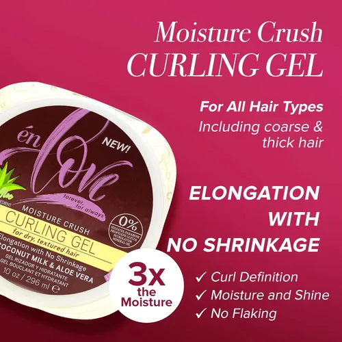 Vista 3 de Gel para rizar Moisture Crush con leche de coco natural y aloe vera puro para cabello rizado u ondulado, sin descamación y sin alcohol, define