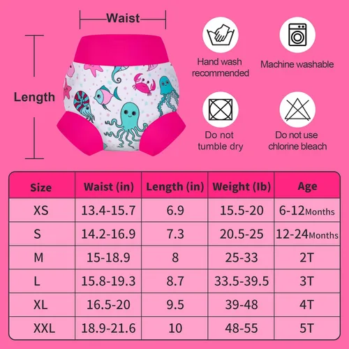 Vista 51 de BIG ELEPHANT Pañales de natación para bebé, 3 piezas, reutilizables, ajustables, lavables, impermeables, para niños y niñas, de 6 meses a 5 años