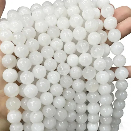 Vista 20 de Zenkeeper 108 piezas de cuentas de jaspe de cebra de 8 mm para hacer joyas, cuentas sueltas de gemas de cebra negras y blancas para hacer pulseras