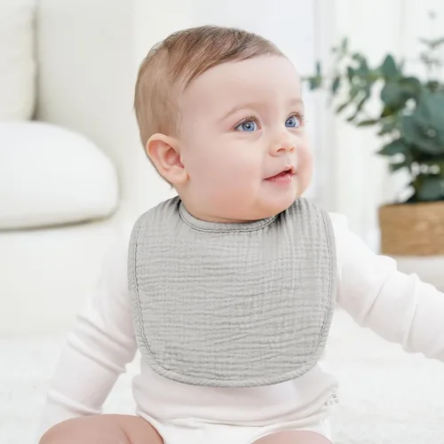 Vista 4 de Bearmoss Baberos para babeo y dentición, baberos de muselina 100% algodón para bebé niño y niña, ajustables, ultra absorbentes, paquete de 8