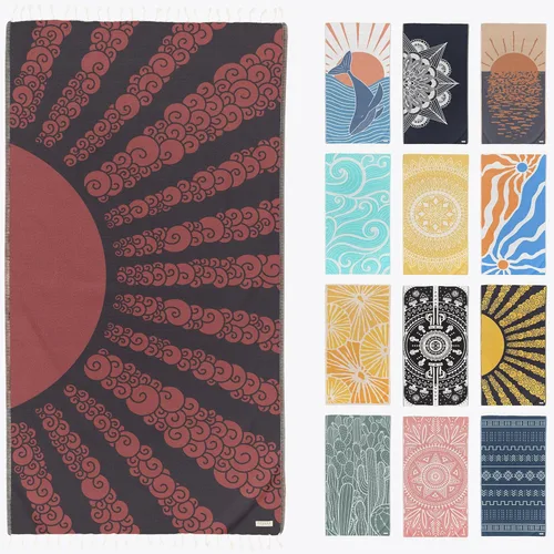 Vista 31 de FESHKA Toalla de playa turca a prueba de arena, toalla de viaje de gran tamaño, secado rápido y ligera, manta de playa 100% algodón orgánico