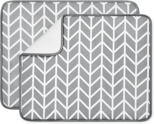 Vista 11 de SUBEKYU Tapete de secado de platos para encimera de cocina, almohadillas absorbentes de microfibra para escurridor/estante de platos debajo