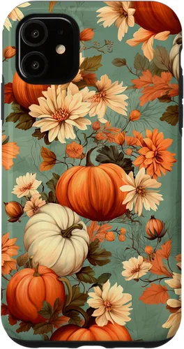 Vista 8 de Funda con temática de otoño para iPhone 13 Pro Max con diseño de calabaza de otoño