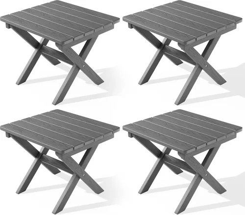 Vista 15 de SERWALL Mesa plegable portátil Adirondack para exteriores, material de HDPE, no requiere montaje, resistente a la intemperie, capacidad de 110