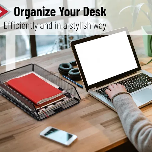 Vista 5 de Mr. Pen Mesh Desk Organizer - Single Tray with Letter Tray, File Holder for Desk Paper Management