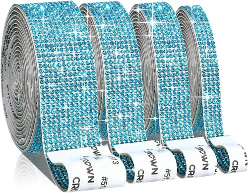 Vista 15 de 4 Rollos de Cinta Autoadhesiva de Diamantes de Imitación de Cristal, Cinta de Diamantes Bling con Adhesivos de 2 mm para Manualidades, Boda, AB