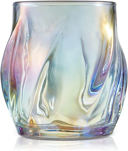 Vista 11 de Juego de 2 vasos de whisky, vasos de rocas, vasos de 8.5 OZ, vasos de cóctel de cristal creativos con diseño retorcido para bourbon, escocés