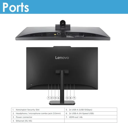 Vista 5 de Lenovo 24 All-in-One Intel i3-N305 8-Core Desktop Computer, 8GB DDR4, 512GB PCIe SSD, Lifetime Office 365 for Web, 23.8" 1080P AIO for Home, WiFi