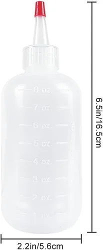 Vista 6 de Paquete de 8 botellas de plástico de 8 onzas con tapas, botellas dispensadoras pequeñas de plástico, manualidades, arte, pegamento, cocina