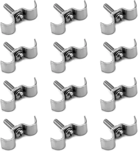 Vista 6 de QWORK Abrazadera de doble línea de acero inoxidable, paquete de 12 clips de líneas de combustible de 3/8 pulgadas con tornillos de montaje