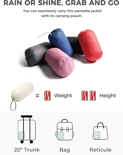 Vista 5 de Wantdo - Chaqueta corta de plumón, ultra ligera, con capucha, empacable, para mujer