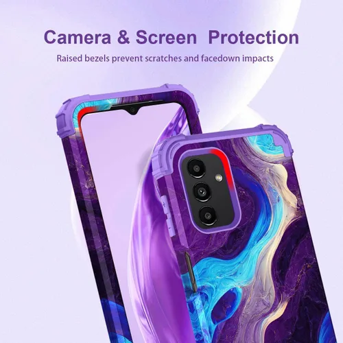 Vista 4 de Hocase Funda para Galaxy A13 5G, resistente a prueba de golpes, protección de goma de silicona suave, funda protectora híbrida de plástico duro