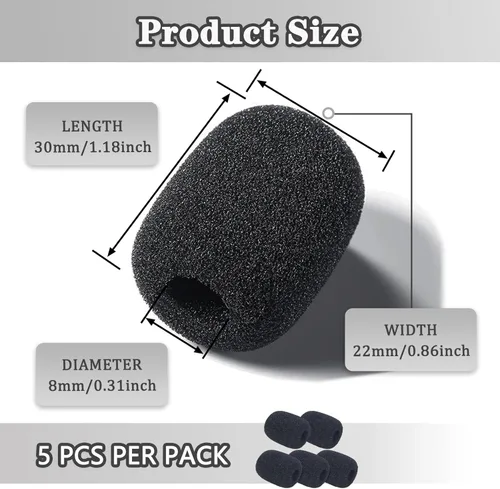 Vista 2 de Cubiertas de Espuma para Micrófono de Auriculares, Protector de Viento de Espuma Esponjosa para Micrófono de Solapa de Auriculares, Mini Cubierta