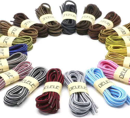 Vista 7 de DELELE - 2 pares de agujetas resistentes para botas Agujetas de Botas para Alpinismo Agujetas rayadas de dos colores para zapatos