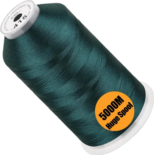 Vista 32 de New brothread - Bobina única de 5000 m de hilo de poliéster para máquina de bordar de 40WT para máquinas comerciales y domésticas - Verde opalino