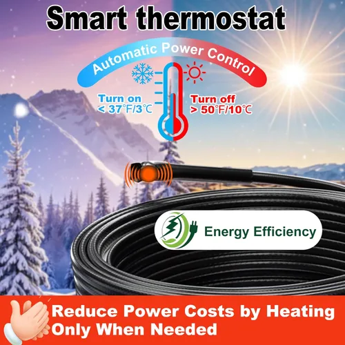 Vista 3 de Tubo, cable térmico con termostato Heat It HISD, 6 pies, negro
