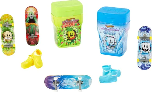 Hot Wheels Skate - Zapatos para diapasones y patinaje, 2 recipientes de sabor con 2 tablas exclusivas y 1 par de zapatos extraíbles en contenedores