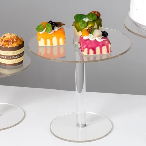 Vista 5 de Soporte acrílico para tartas, soportes redondos transparentes para mesa de postres, postres, cupcakes, pastelería, caramelos, para bodas, eventos