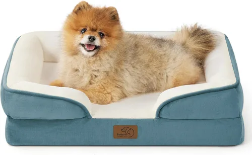 Vista 111 de Bedsure - Cama para gatos de interior, sofá cama lavable para perros muy pequeños, espuma de soporte con funda extraíble y lavable, forro Gris