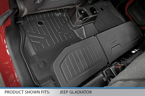 Vista 4 de MAXLINER - Juego de alfombrillas negras para todo tipo de clima, ajuste personalizado, de 2 filas, compatible con Jeep Gladiator 2020-2021