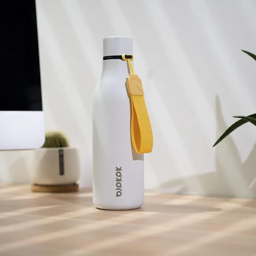Vista 103 de BJPKPK Botellas de agua aisladas, botella de agua de metal de acero inoxidable de 12 onzas con correa, sin BPA a prueba de fugas, jarras, tazas