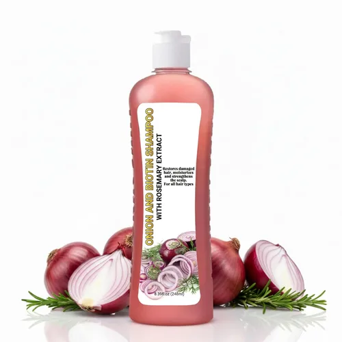 Champú para cabello de cebolla y biotina y romero — 8.4 fl oz champú de cebolla y romero, fórmula espesante y fortalecedora sin sulfato
