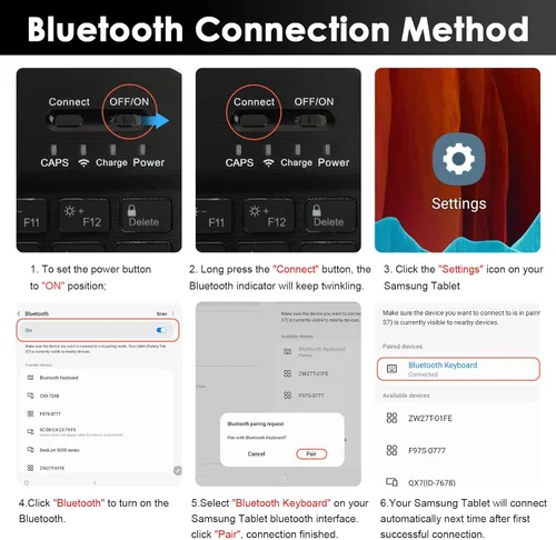 Vista 9 de SOPPY Funda de teclado retroiluminada con mouse para Samsung-Galaxy-Tab A8 de 10.5 pulgadas 2022(SM-X200/X205/X207), recargable, 7 colores, funda