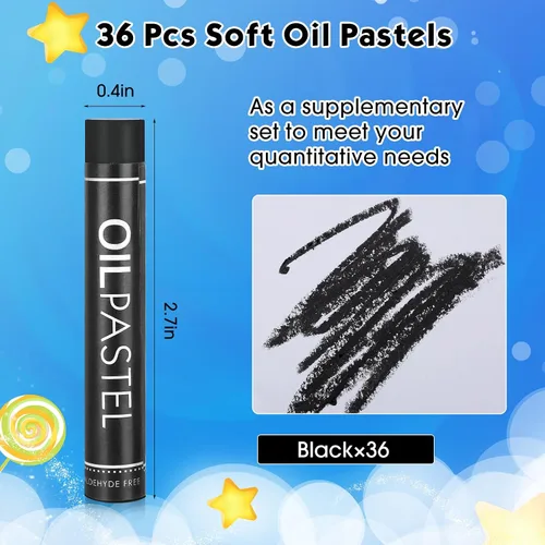 Vista 2 de Geyoga 36 piezas de colores pastel al óleo negros a granel para artistas