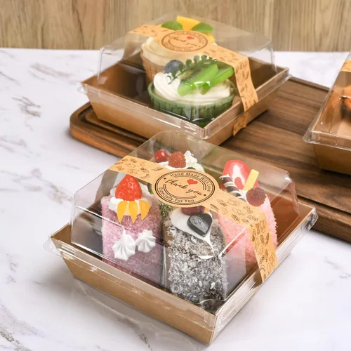 Vista 5 de TECARATE Cajas de papel para embutidos con tapas transparentes y calcomanías, 50 juegos de recipientes cuadrados desechables de 4 pulgadas, cajas