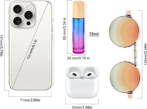 Vista 4 de Botellas de rodillo de vidrio de 0.3 fl oz para aceites esenciales, 8 unidades de bolas enrollables recargables a prueba de fugas y aplicador