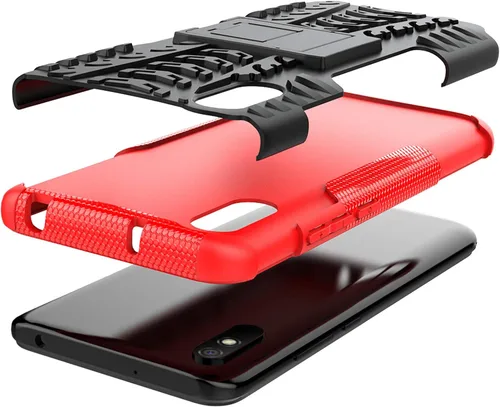 Vista 7 de Asuwish Funda de teléfono para Xiaomi Redmi 9A Redme 9i con protector de pantalla de vidrio templado y soporte delgado híbrido resistente resistente