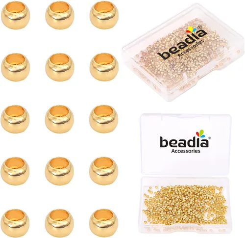 Vista 16 de BEADIA - Hebilla de línea de pesca cilíndrica chapada en oro de 14 quilates, tapas de extremo de 3.2 mm, 30 piezas para hacer joyas
