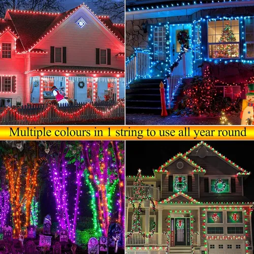 Vista 3 de iBaycon - Luces de Navidad Inteligentes que Cambian de Color, 66 pies, 200 luces LED RGB, luces de árbol de Navidad con control remoto y aplicación