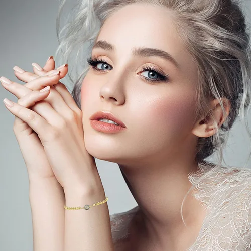 Vista 2 de Pulsera contra el mal de ojo chapado en oro de 14 quilates con cadena de ojo turco azul para mujeres y niñas