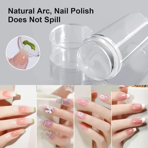 Vista 5 de Sello para uñas de silicona transparente con raspador, gel para manicura DIY, herramienta de arte de uñas para decoración de uñas francesa