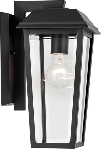 Vista 5 de KICHLER Mathus 59118BKT - Lámpara de pared tradicional para exteriores, con textura negra, de lujo, con vidrio transparente, para paredes