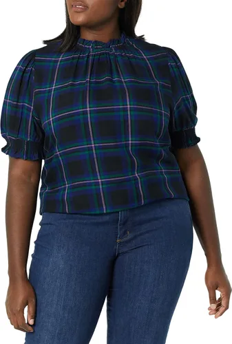 Vista 3 de Tienda Essentials Womens Fluid Twill Short Puff Sleeve Smock Detail Shirt