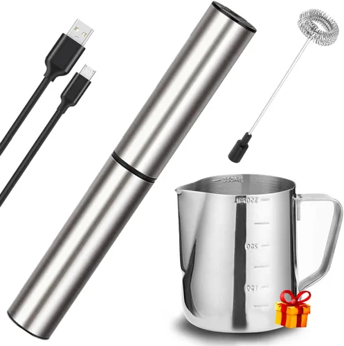 BASECENT - Espumador eléctrico de leche y café, mezclador de espuma portátil recargable para latte, capuchino, bebida de frappe, chocolate caliente