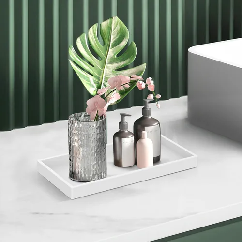 Vista 6 de Bandeja para Encimera de Baño, EG-SIPRO Bandeja de Tocador de Baño de Silicona Engrosada de Alta Calidad, Bandeja Rectangular Irrompible para Baño