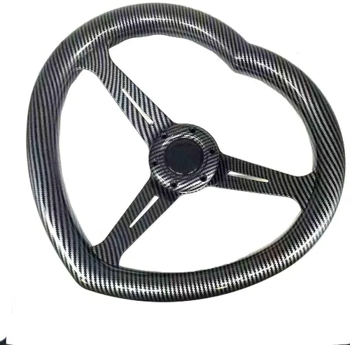 Vista 2 de Volante en forma de corazón negro del ABS universal del volante del estilo de la fibra de carbono