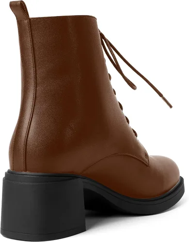 Vista 130 de ROSERWISH Botas altas de tacón bajo y grueso para mujer, con cordones, cómodas, modernas, con puntera redonda, de 2.5 pulgadas
