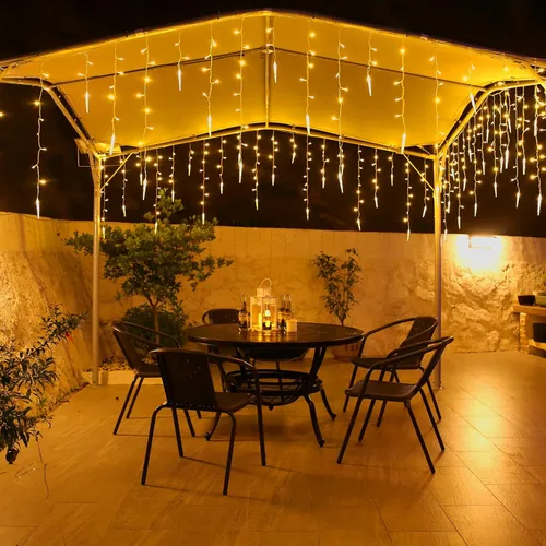 Vista 5 de LYHOPE Luces de Navidad de Carámbanos, 432 LED de 35.4 pies, 8 Modos de Luces de Carámbanos de Bajo Voltaje con 72 Gotas, Luces de Hadas de Cortina