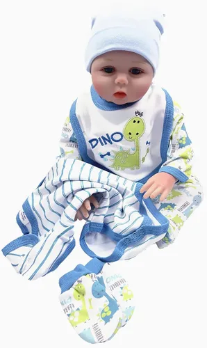 Vista 4 de Muñecas de bebé Reborn de 22 pulgadas, 5 piezas, accesorios de traje de dinosaurio para muñecas de bebé recién nacido de 20-22 pulgadas