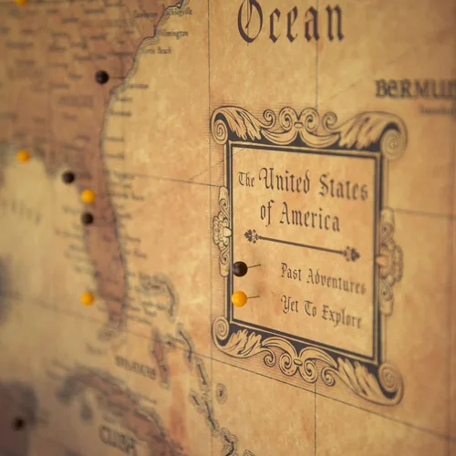 Vista 3 de Mapa de viaje Push Pin USA - Golden Aged - Fabricado en Ohio, EE. UU