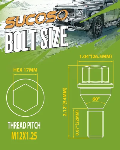 Vista 2 de Pernos de orejeta 12x1.25, tuercas de espárragos de rueda OEM negras compatibles con Jeep Renegade 2015-2025, juego de 20 pernos de orejeta de rueda